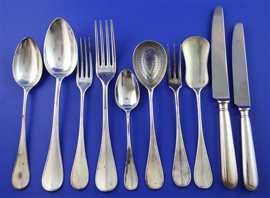 A 19th century French 950 standard silver canteen of flatware for twenty four, weighable silver 228.5 oz.